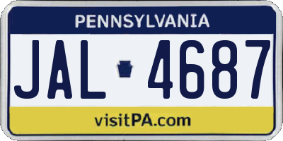 PA license plate JAL4687