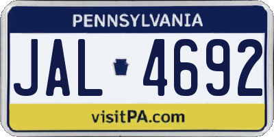 PA license plate JAL4692