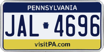 PA license plate JAL4696