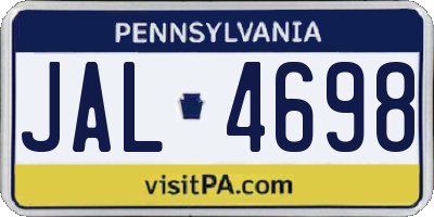 PA license plate JAL4698