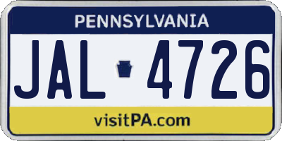 PA license plate JAL4726