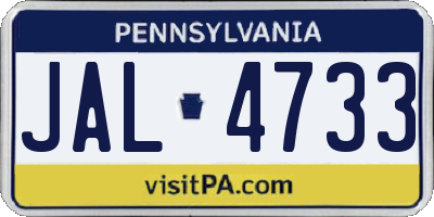 PA license plate JAL4733