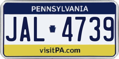 PA license plate JAL4739