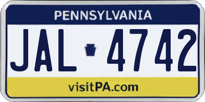 PA license plate JAL4742