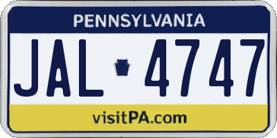 PA license plate JAL4747