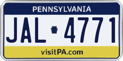 PA license plate JAL4771