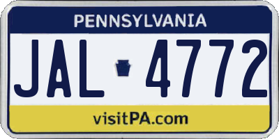 PA license plate JAL4772
