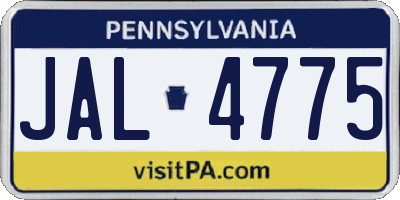 PA license plate JAL4775
