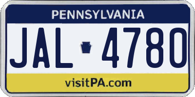 PA license plate JAL4780