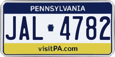 PA license plate JAL4782
