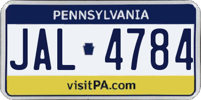 PA license plate JAL4784