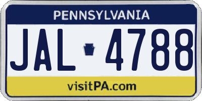PA license plate JAL4788