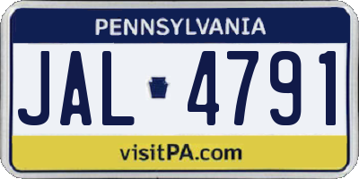 PA license plate JAL4791