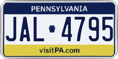 PA license plate JAL4795