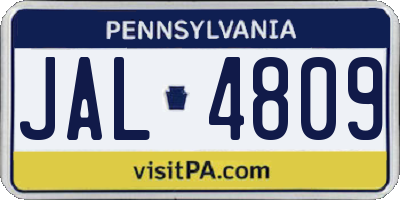 PA license plate JAL4809