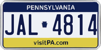 PA license plate JAL4814