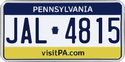 PA license plate JAL4815