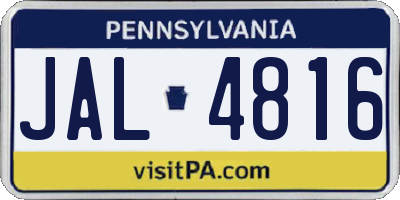 PA license plate JAL4816