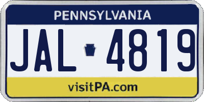 PA license plate JAL4819