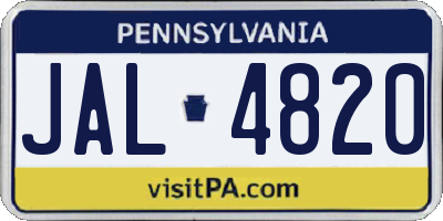 PA license plate JAL4820