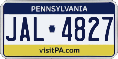 PA license plate JAL4827