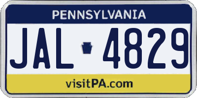 PA license plate JAL4829