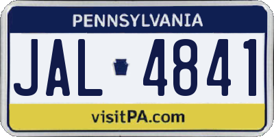 PA license plate JAL4841
