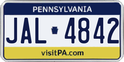 PA license plate JAL4842