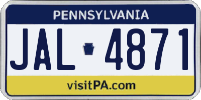 PA license plate JAL4871