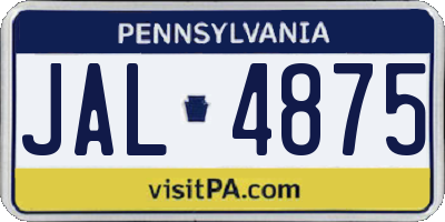 PA license plate JAL4875