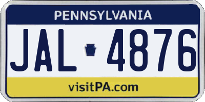 PA license plate JAL4876