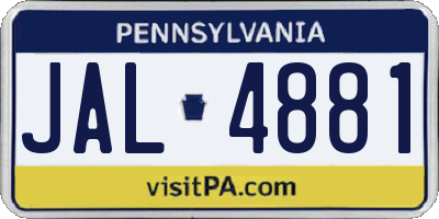 PA license plate JAL4881