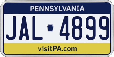 PA license plate JAL4899