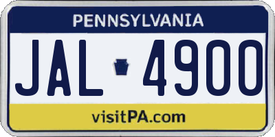 PA license plate JAL4900