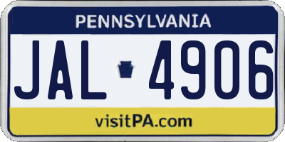 PA license plate JAL4906