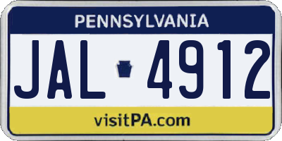 PA license plate JAL4912