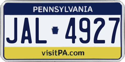 PA license plate JAL4927