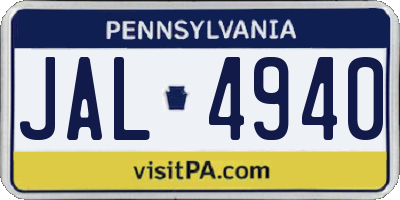PA license plate JAL4940