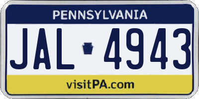 PA license plate JAL4943
