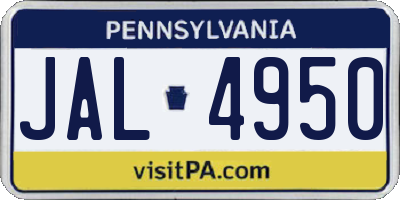 PA license plate JAL4950