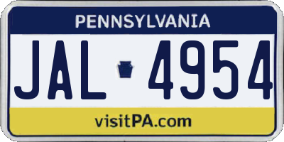 PA license plate JAL4954