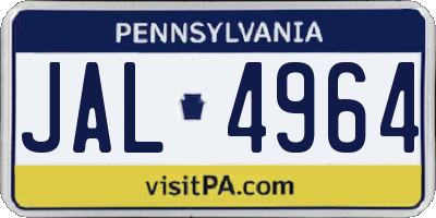 PA license plate JAL4964