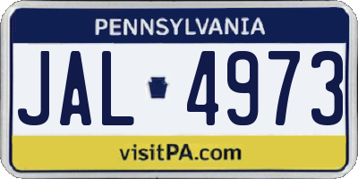 PA license plate JAL4973