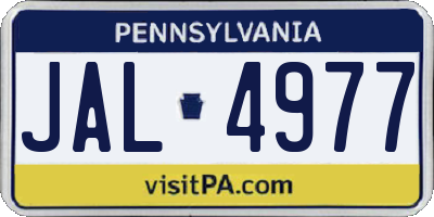 PA license plate JAL4977