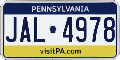 PA license plate JAL4978