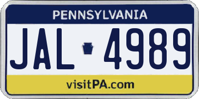 PA license plate JAL4989
