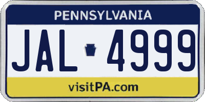 PA license plate JAL4999