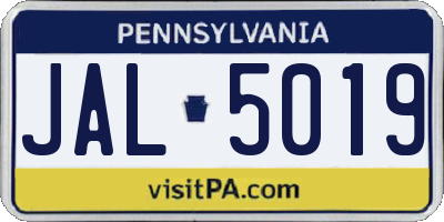 PA license plate JAL5019