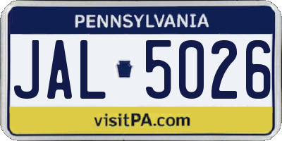 PA license plate JAL5026
