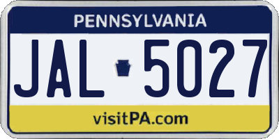 PA license plate JAL5027
